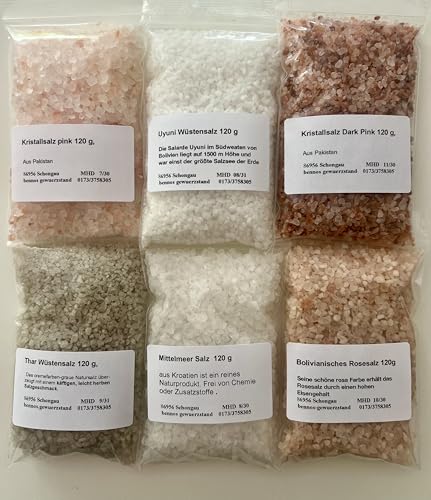 Salz Nachfüllset für Salzmühlen, 6 x 120 g Frei von Zusätze