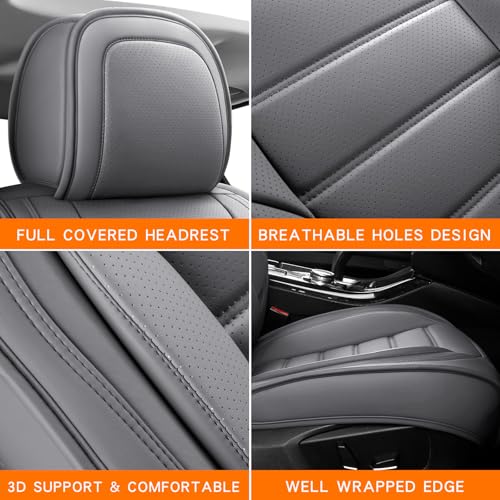 Image of MINGBRON Front Car Seat Covers, Leather Car Seat Covers, Fit for Most Cars SUV and Most Sedan Grey