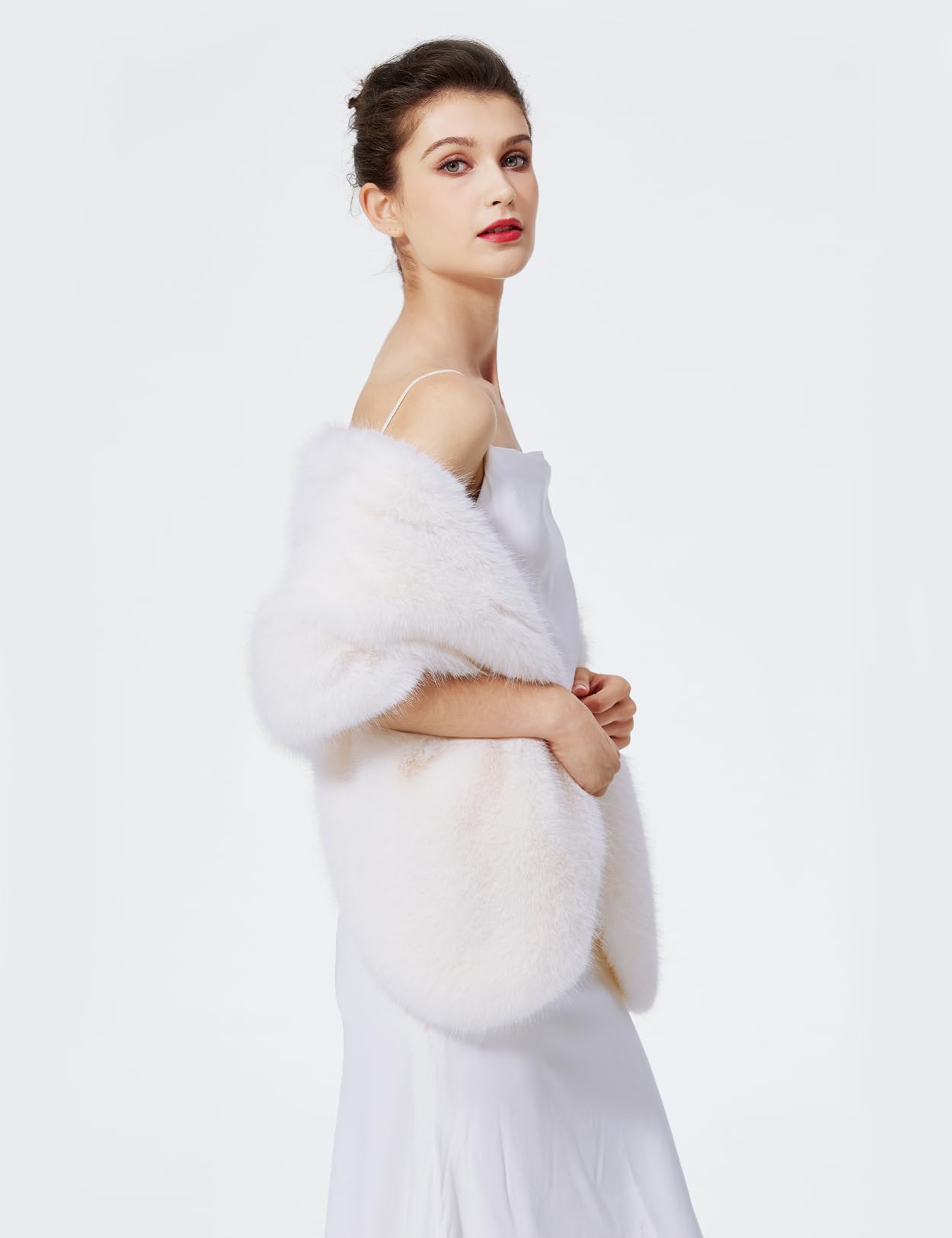 BEAUTELICATE Stola Donna Pelliccia Sintetica Coprispalle Sposa Sciarpa Scialle Pelliccia Elegante per Invernale Matrimonio Cerimonia Damigella
