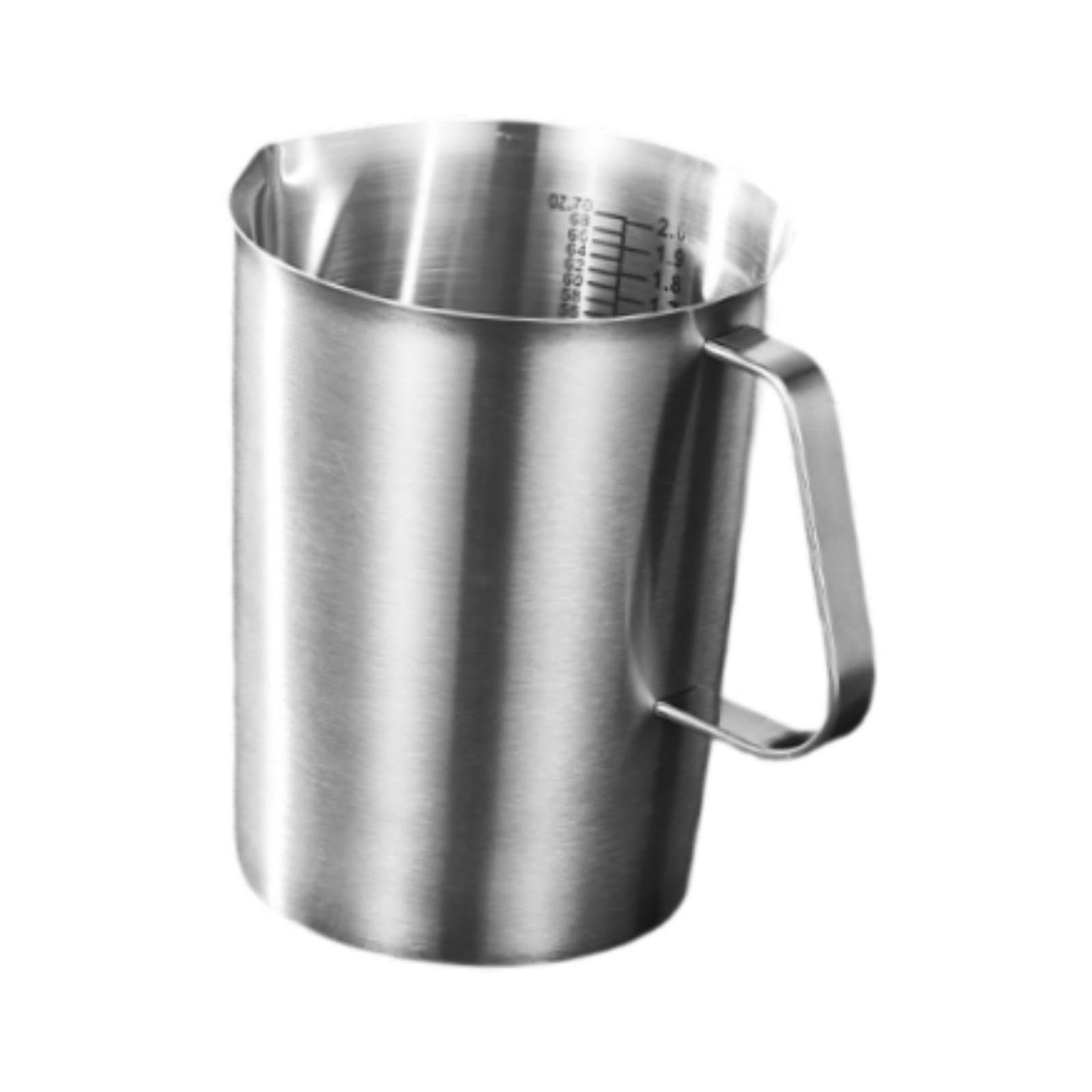 Messbecher Aus Edelstahl, Multifunktionaler Küchenkrug, Doppelwandig, Einfach zu Handhaben, Ideal für Cocktails Und Kaffeedekoration, 2000 Ml