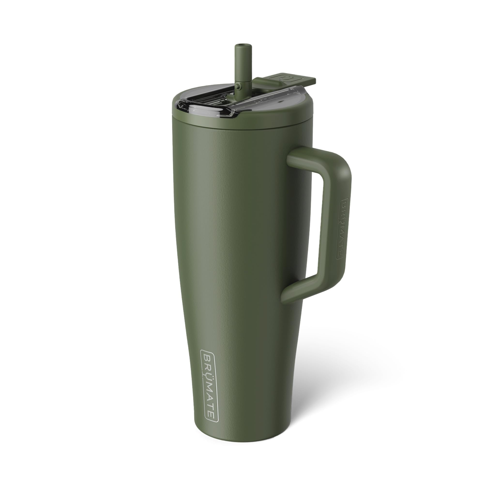 BrüMate Era Flip 40oz Tumbler with 100% Leakproof Covered Straw Lid | Hygienic Covered Straw | Insulated Stainless Steel Water Bottle with Handle | Cup Holder Friendly | BPA-Free (OD Green) OD Green 40 Ounces