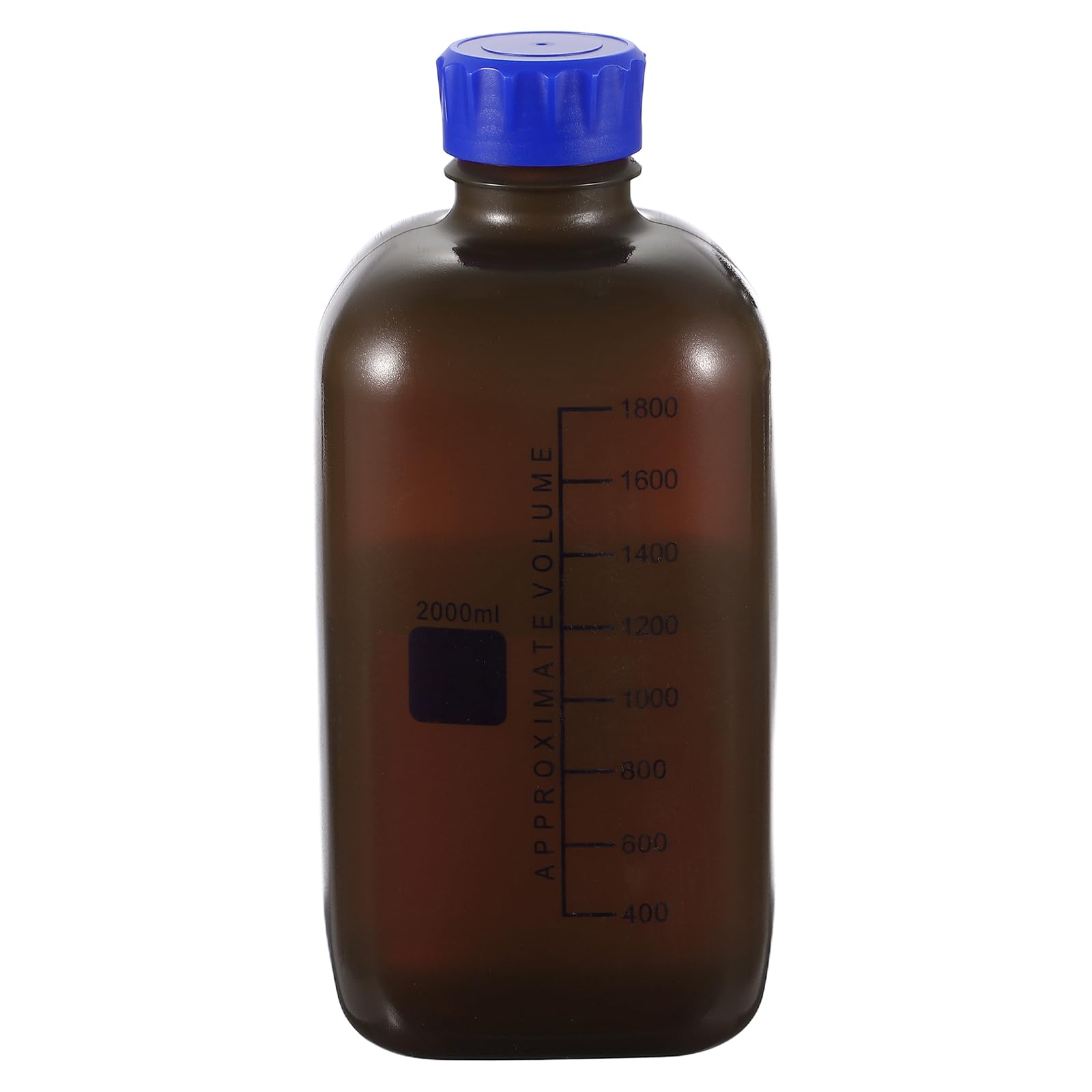 Flacon gradué en plastique PP avec bouchon à vis bleu carré 2000ml