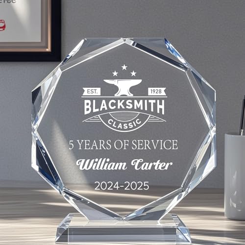 Image of Personalized Crystal Trophy Award - Custom Awards and Trophies for Employees, Coworkers, Boss - Retirement, Farewell, Appreciation, Recognition Gifts - Custom Plaques