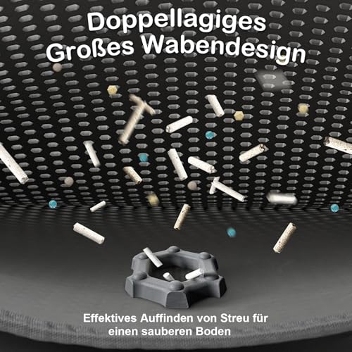 Katzenklo Matte 90x60 cm XXL Katzenstreu Matte, EVA Doppelte Schichte Waben Katzenmatte Katzenklo Wasserdichte Unterlage Katzenklo Katzenstreumatte, Grau