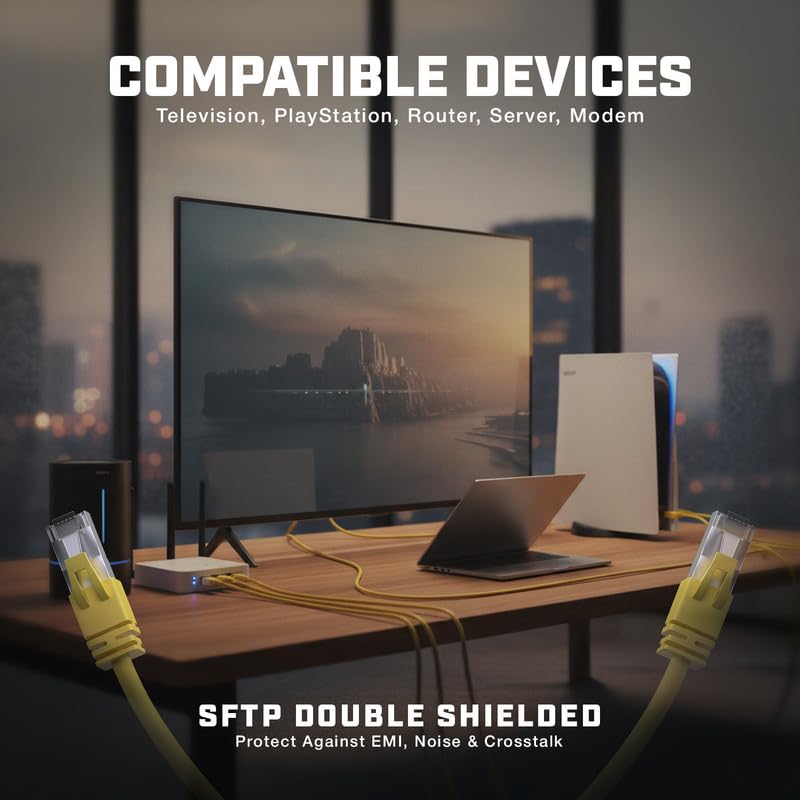 Image of iVoltaa Ethernet Cable CAT8 Cable Dual Shielded+ (SSTP) Professional Series - 40Gigabit /Sec LAN Network /High Speed Internet Cable, 2000MHZ - 0.5 feet (0.15 m)