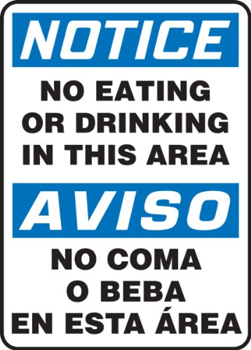Panneau de securite notice no eating or drinking pour eviter pollution