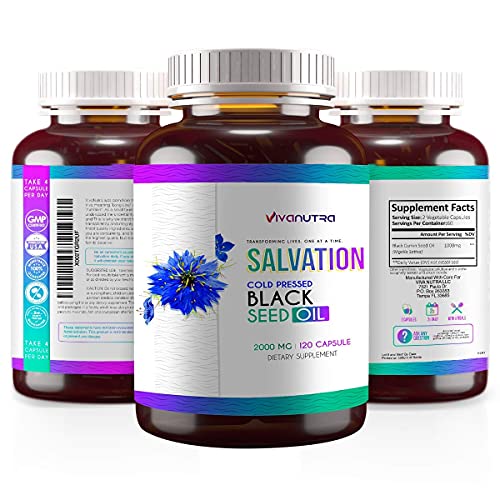 Salvation Black Seed Oil Capsules 120 Count 2000mg - 4X% Thymoquinone Cold-Pressed Turkish Black Cumin Seed Oil - Premium Black Seed Oil Liquid Pills, Non-GMO, Organic BSO, Liquid Pure Nigella Sativa