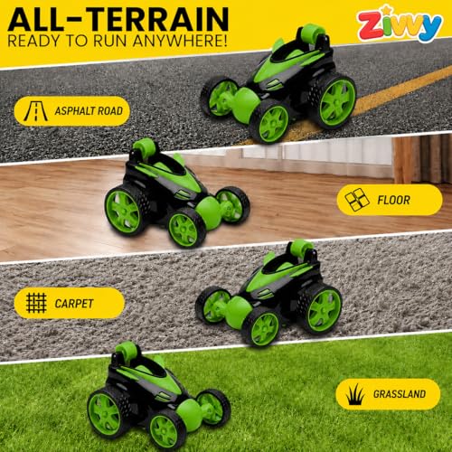 Image of Green 360 Rotating & Rolling Stunt Car Toy | Spin, Stunt, Flip Functions | Remote Control Stunt Car Toy for Kids | Toys for Boys 7-14 Years | Birthday Gift for Kids