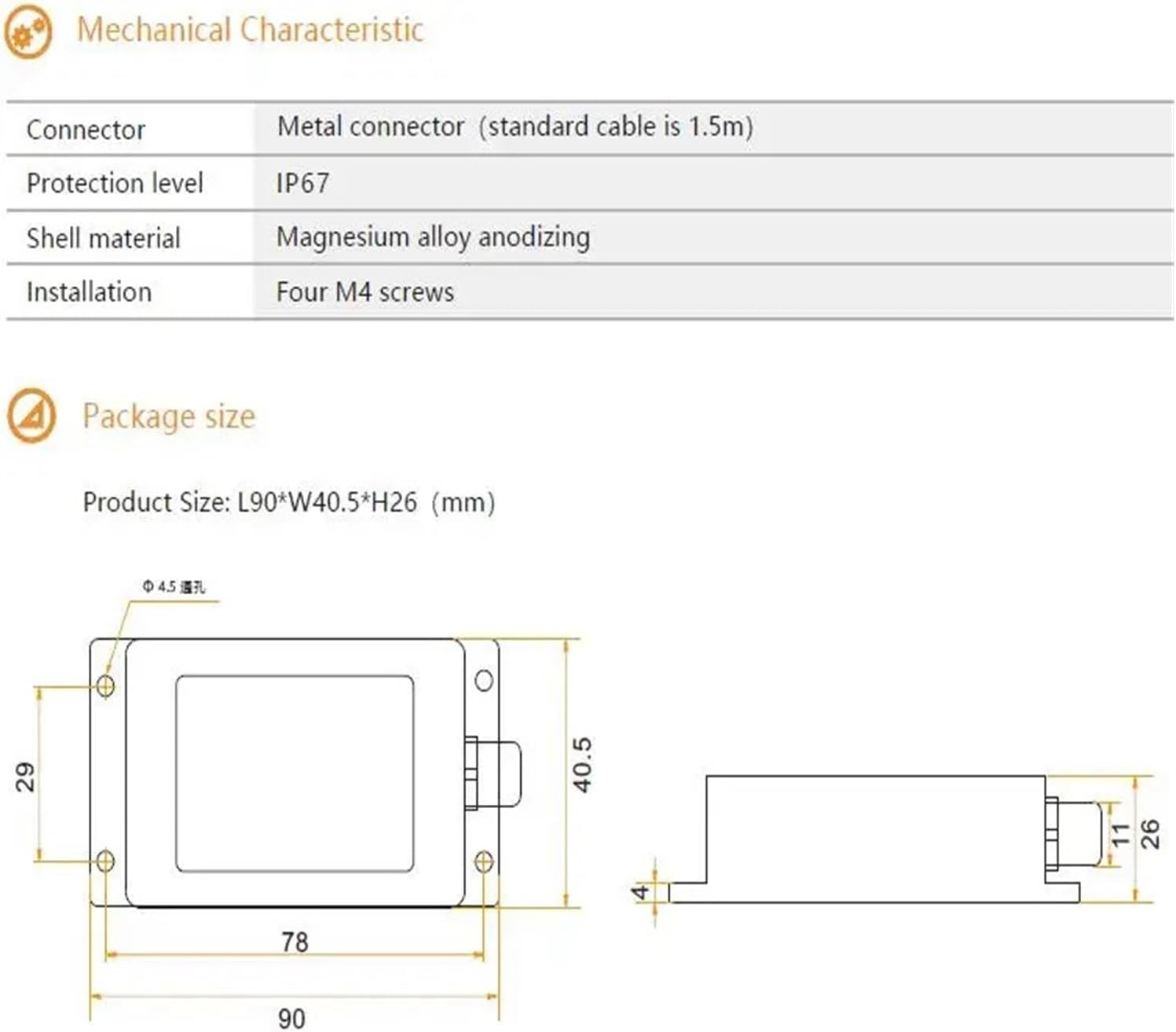 Inclinometer 4-20mA, Axis Clinometer Single Axis Tilt Sensor 1 Axis Inclination Sensor