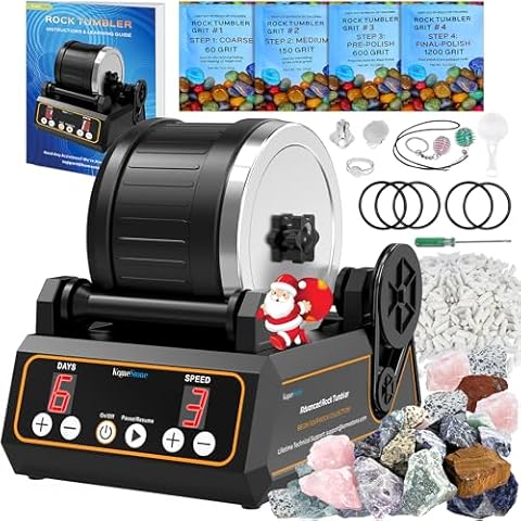Rock Tumbler Kit, K1 Professional Large 2.5LB Capacity Edition - Memory Function, Digital Timer & Variable Speeds: Create Stunning Gems Full Accessories Included Cover