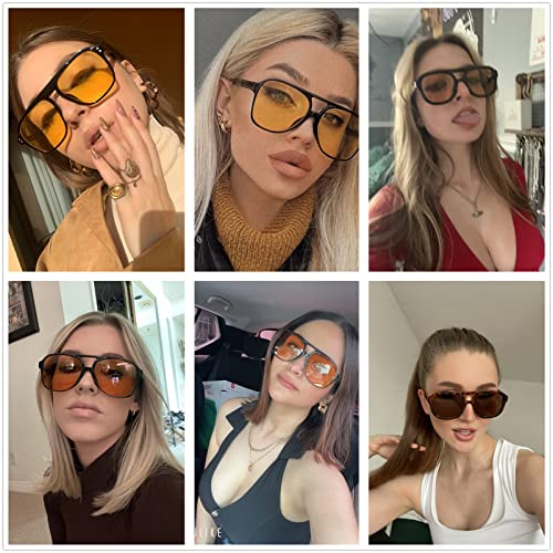 LASPOR Vintage Retro Sunglasses for Women and Men Large Frame Classic 70s Glasses Squared Aviator Shades UV400 Protection2