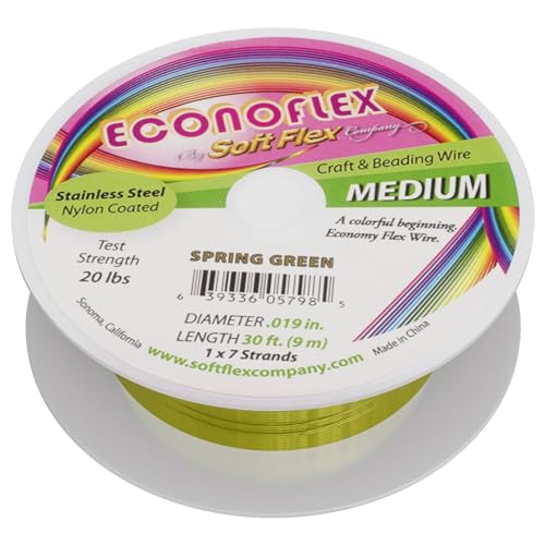 Soft Flex Econoflex Hobby Beading Wire - Flexible Stainless Steel Wire for Crafting - 7 Strand 0.19 30 Ft