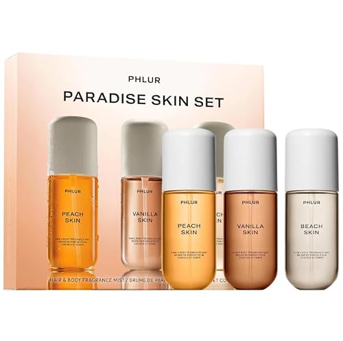 PHLUR Summer Paradise Skin Set - Travel Size Body Mists (Beach Skin, Peach Skin, Vanilla Skin)