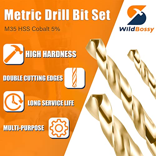 M35 5% Cobalt Metric Drill Bits Set (1Mm-10Mm/19Pcs), Straight Shank Jobber Drill Bits, Metal Hss Twist Drill Bits For Stainless Steel Hard Metal And Cast Iron #TOP1