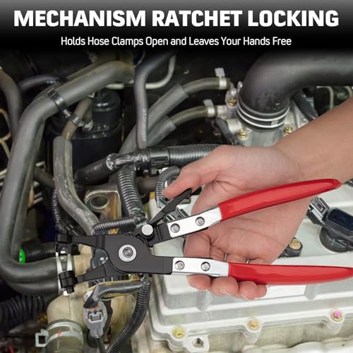 Image of 9PCS Premium Hose Clamp Pliers, Long Reach Hose Clamp Tool Remover for Water Hose and Automotive Coolant Radiator Heater with Flexible Wire Long Reach Hose Clamp and Flat Band Pliers