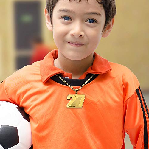 Personalized Sports Number Necklace With Name - Baseball Football Basketball Number With Name Pendant - Lucky Number Sports Charm Gift