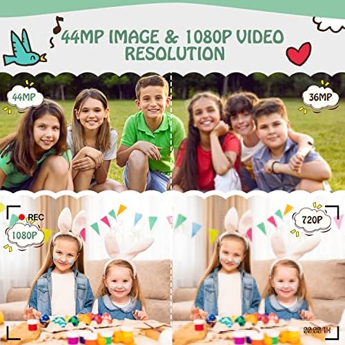 Aparat cyfrowy, HD 1080p, 44 MP, aparat fotograficzny, kompaktowy aparat cyfrowy, do ponownego ładowania, z zoomem cyfrowym 16 x, dla dzieci, dorosłych, dziewcząt, chłopców, początkujących (zielony)