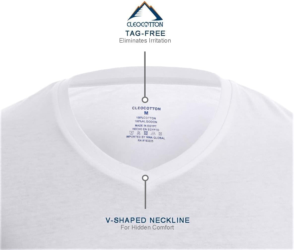 Mens Cotton V-Neck T-Shirt (Slim Fit) | White V Neck Undershirt, Tag Free (6 Pack) | Ultra Soft, Breathable (Made in Egypt) - Image 4