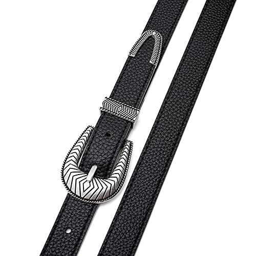 Tanpie Women Vintage Belts Ladies Western Design Black Waist Belt for Jeans Pants Dress Black Medium — view 6