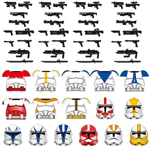 Onenineten 48St. Custom Waffen Maske Helm Weste Set für Lego Star Wars Minifigur, Sci-Fi Style Waffen Bausteine…