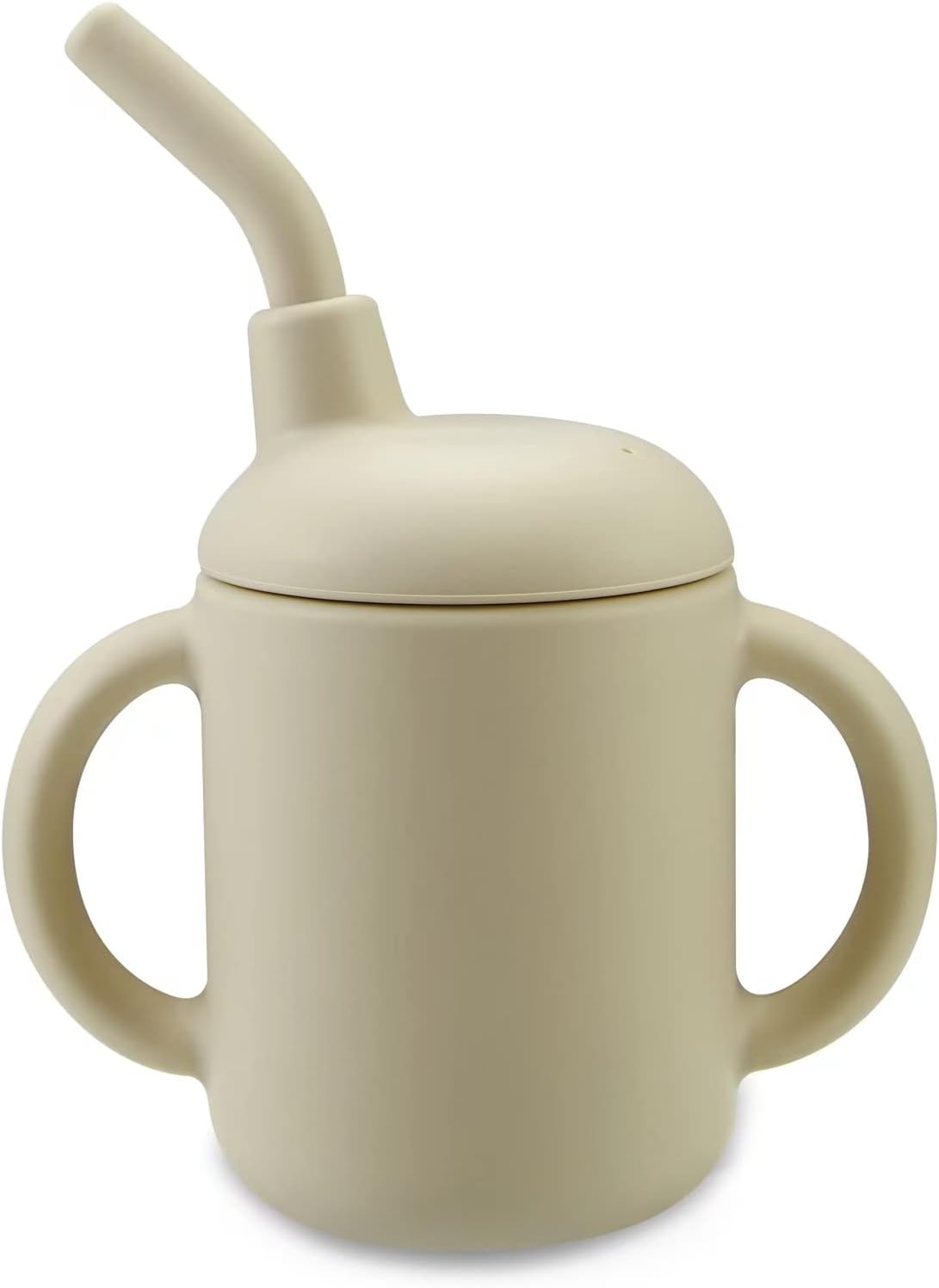 PandaEar100% Tiny Silicone Drinking Training Cup with Straw for Baby and Toddler (White)