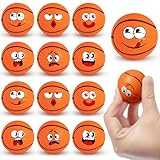 12 Pack Basketball Stress Balls with 6 Funny Faces - 1.57 Inch Mini Squishy Basketball Party Favors, Goodie Bag Stuffers, Classroom Treasure Box Prizes, Teen Anxiety Relief Toys & Kids Birthday Gifts