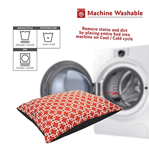 Image of Majestic Pet Rectangle Large Comfy Non Slip Washable Dog Bed - Super Value Pillow - Dog Kennel & Crate Bed for Sleeping, Breed: Large - 46 x 35 Inch - Links Red
