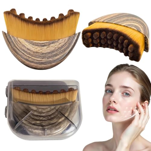 GNALIA Brosse Lymphatique Visage 1 Pièce + Boîte, Massage Contour Menton Mâchoire Marron, Petite Taille Drainage Lymphatique