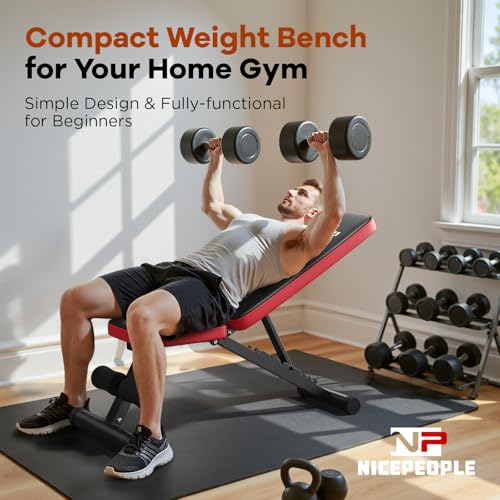 NICEPEOPLE Adjustable Weight Bench for Home Gym, 660LBS Capacity Workout Bench with 8 Backrests for Chest Shoulders Arms, Compact and Foldable Strength Bench for Small Space Apartment Room by NICEPEOPLE - Image 2