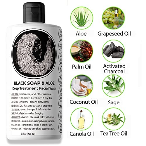 Natural Black Soap With Aloe | Helps With Bumps Dark Spot For Face Paraben Free | All Natural Ingredients Liquid Soap #TOP1