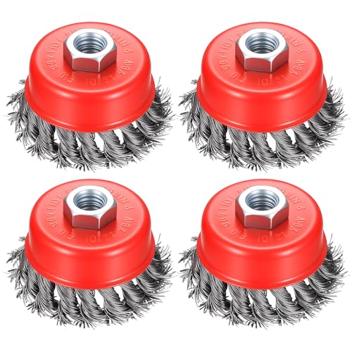 Image of 4 PcsWire Brush for Angle Grinder, 75mm Wire Wheel for Angle Grinder Cup Wire Brush Set, M14 Mount, Twist Knot Bristles, for Rust Removal Grinding Cleaning