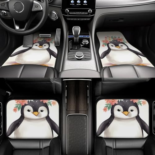 Alfombrillas universales para coche de 4 piezas con diseño de ganso y flores para proteger SUV