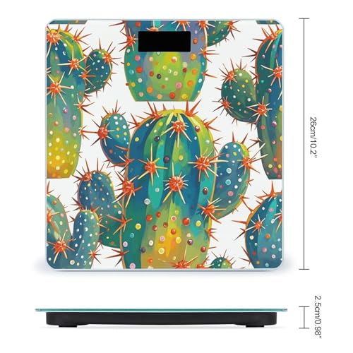 Balanza digital de baño Smart Cute Cactus con pantalla grande miniatura 2