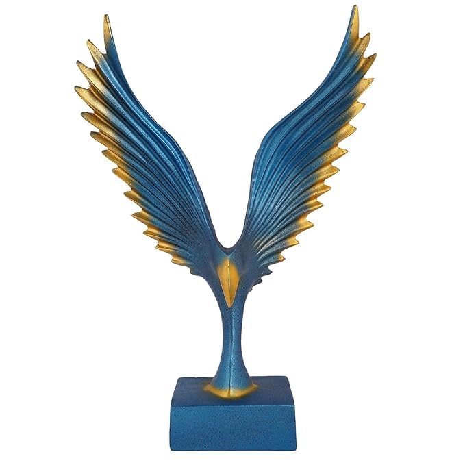 Image of Eagle Wing Figurines Sculptures Home Decor Showpiece Feng Shui Vastu Eagle Wing Statue for Home Decorative Showpiece(Blue)