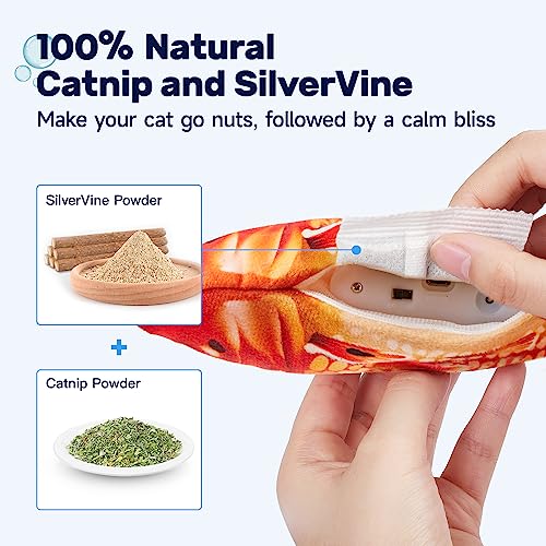 image for Potaroma Floppy Fish Cat Toy, Interactive Flopping Moving Koi, Catnip 