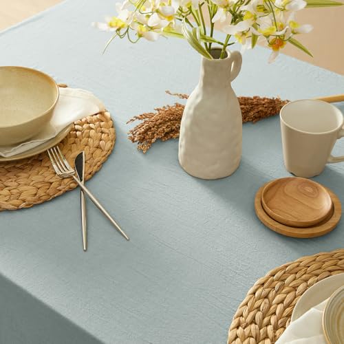 MONDAY MOOSE Ruffle Farmhouse Rustic Rectangle Natural Stonewashed Cotton Tablecloth for Kitchen, Dining Room, Restaurant (60x86 inch, Slate Blue) by MONDAY MOOSE - Used condition - Image 5