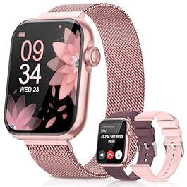 Smart Watches for Women, Health Fitness Watch for Android iPhone, Sleep/Heart Rate/SpO2/Blood Pressure Monitor, 1.85” Smartwatch for Calls/SMS/Notifications, 100+ Sports Modes, 300+ Dials, 3 Bands