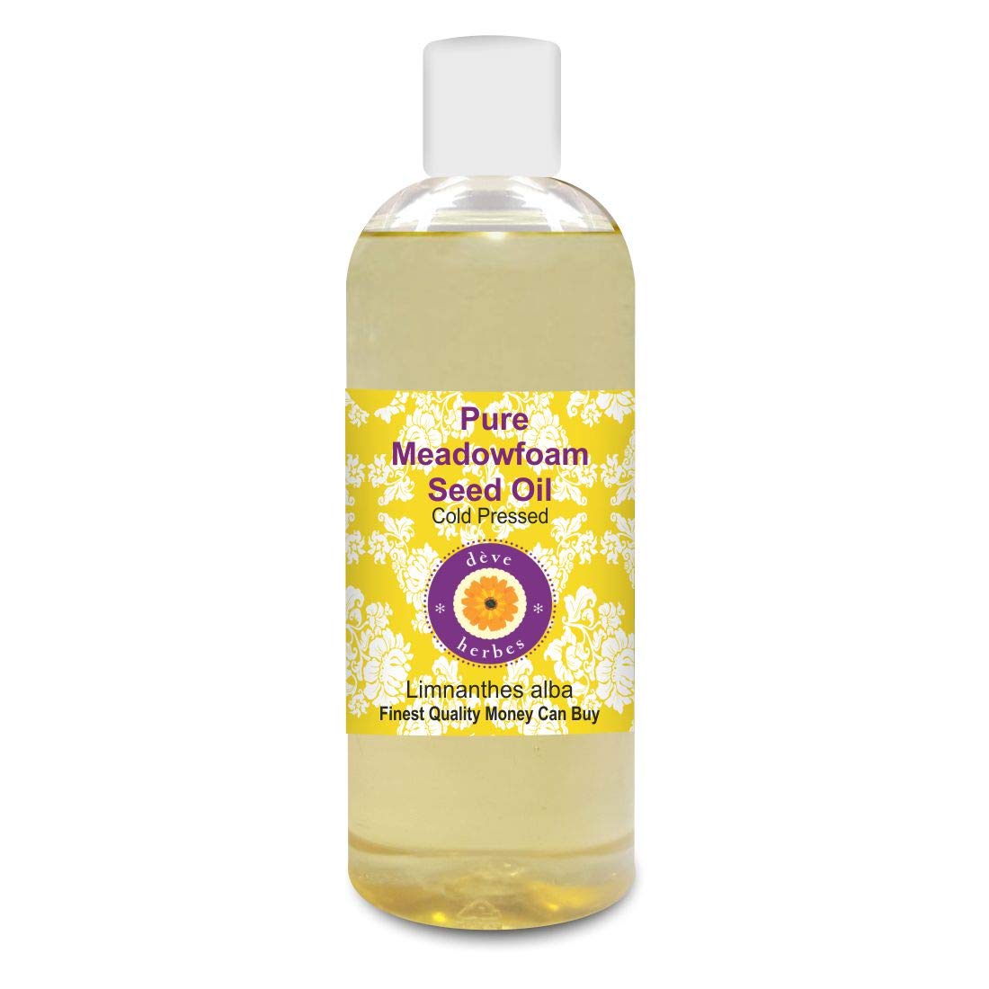 Deve Herbes Meadowfoam Oil (Limnanthes alba) | Cold Pressed | Pure | Natural | Undiluted | For Diluting Essential oils | For Hair, Skin & Massage | Non-Sticky| Lightweight| Unisex | 100ml (3.38 oz)