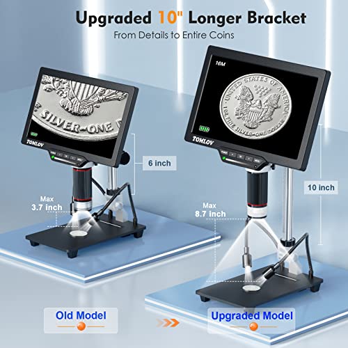 Tomlov Dm202 Hdmi Digital Microscope,10.1 Inch Lcd Microscope,16Mp Coin Microscope Camera With Screen For Adults, Micro Soldering Microscope, Tv/Windows/Mac Compatible, 32Gb Card Included #TOP2