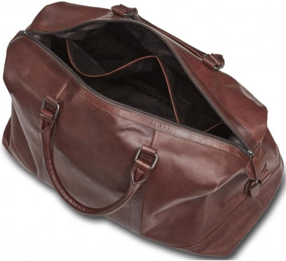 Top Grain Oily Waxy Buffalo Leather Carry-on Duffle Bag, Brown, 20" x 10" x 12"