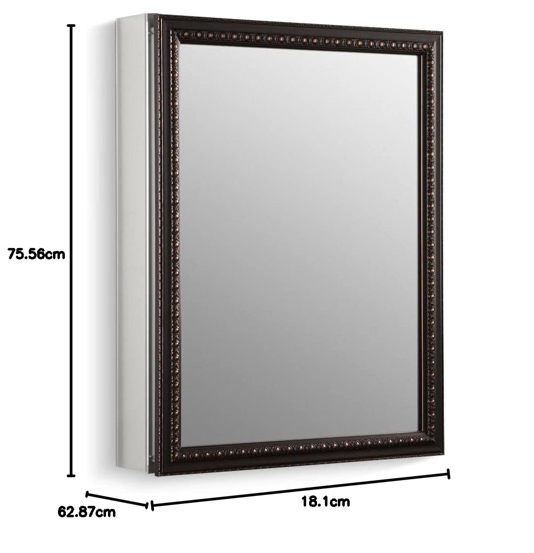 Kohler 2967-BR1 CLW Armoire à Pharmacie Plate avec Cadre en Bronze huilé, Porte Simple, 50,8 cm de Largeur x 66 cm de Hauteur, Taille Unique