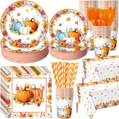Potchen 452 Pcs Fall Thanksgiving Party Supplies Decoration for 50 Guests