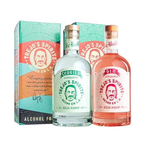 Trejo Spirits Tequila & Gin Bundle | Non-Alcoholic Zero Proof Alternatives with All-Natural Ingredients | Gluten-Free, Low-Calorie | Cocktails & Mocktails, Alcohol-Free Drinks | Perfect for Gifting