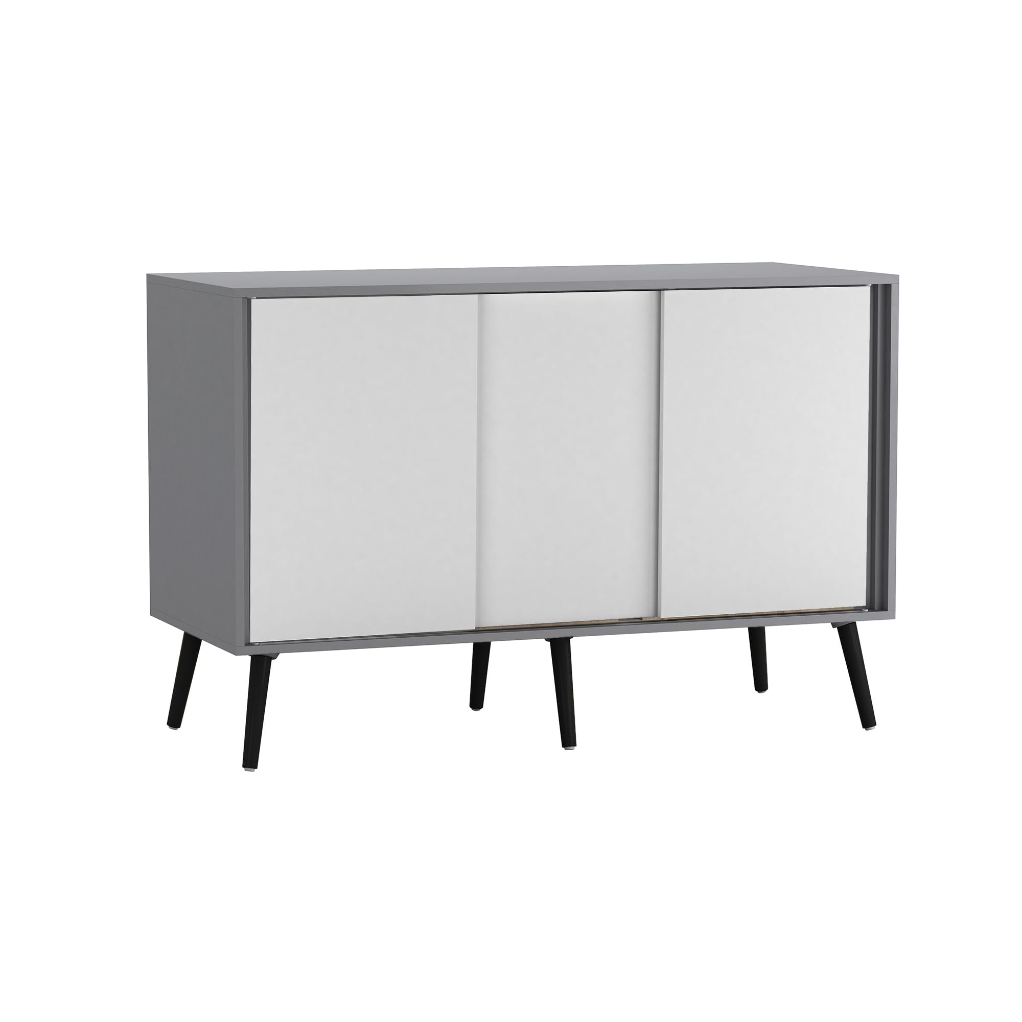 URBNLIVING 3-Door Sliding Sideboard Cabinet with Wooden Legs, Modern Cupboard, Credenza for Living Room, Dining Room or Office, Storage Organizer with Stylish Sliding Doors, Mix & Match Colour Combos