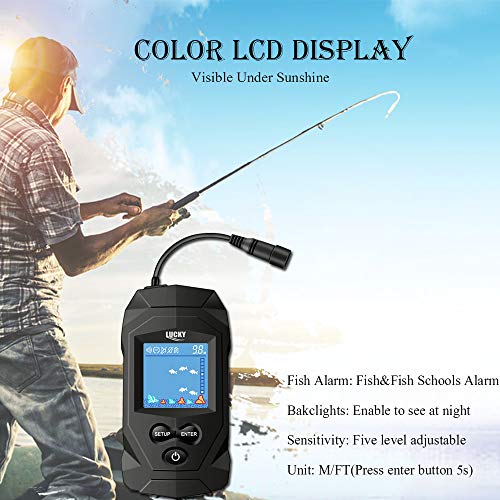 LUCKY Portable Fish Finders Wired Transducer Kayak Fish Finder Kit Portable Depth Finder LCD Display for Kayak Boat Ice Fishing LUCKY Portable Fish Finders Wired Transducer Kayak Fish Finder Kit Portable Depth Finder LCD Display for Kayak Boat Ice Fishing