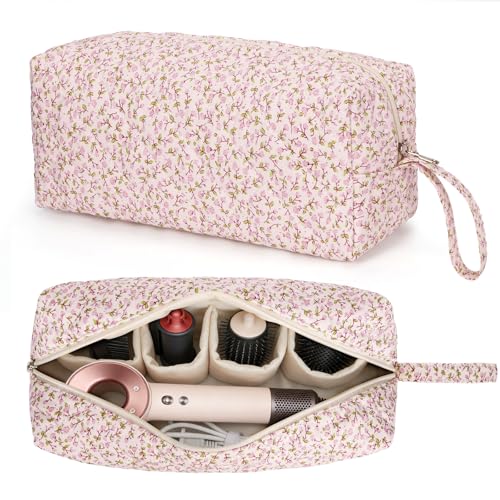 ANKICK Travel Hair Tool Bag Compatible with Dyson Airwrap Carrying Case Floral Portable Hair Dryer Bag Organizer