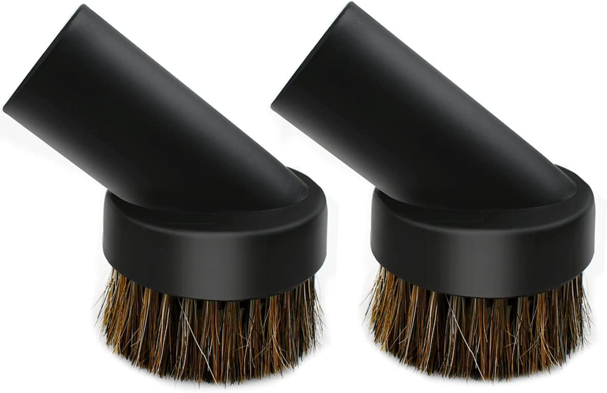 yuntop 2 Pcs Black Round Dust Brush 1.25'' Vacuum Hose 25mm Horse Hair for Most Vacuum Cleaners Accessories