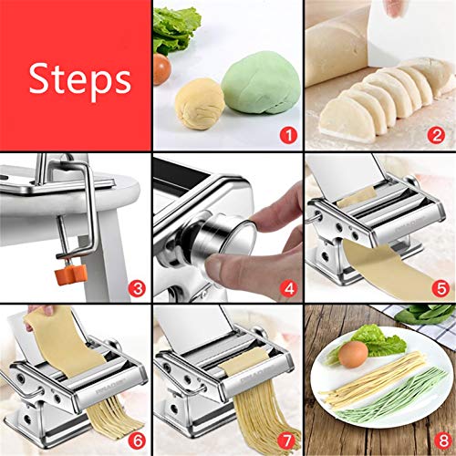 LaceDaisy Nudelmaschine Pasta Maker-Edelstahl frische manuell Pasta Walze Maschine Cutter mit Klemme für Spaghetti… – Bild 3