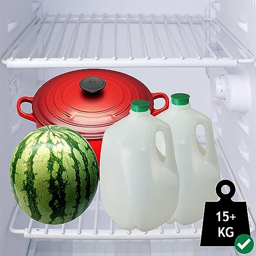 SPARES2GO Universelles Regal für Kühlschrank und Gefrierschrank, verstellbar, weiß, kunststoffbeschichtet, ausziehbare Arme (groß, 425 mm – 670 mm x 320 mm)