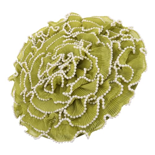 Chapeau Bibi Vert à Grandes Fleurs et Perles : Serre-tête Chic pour Femme